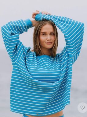 Daily Drills Oversized Thermal in Tide Lemonade Stripe NWT
